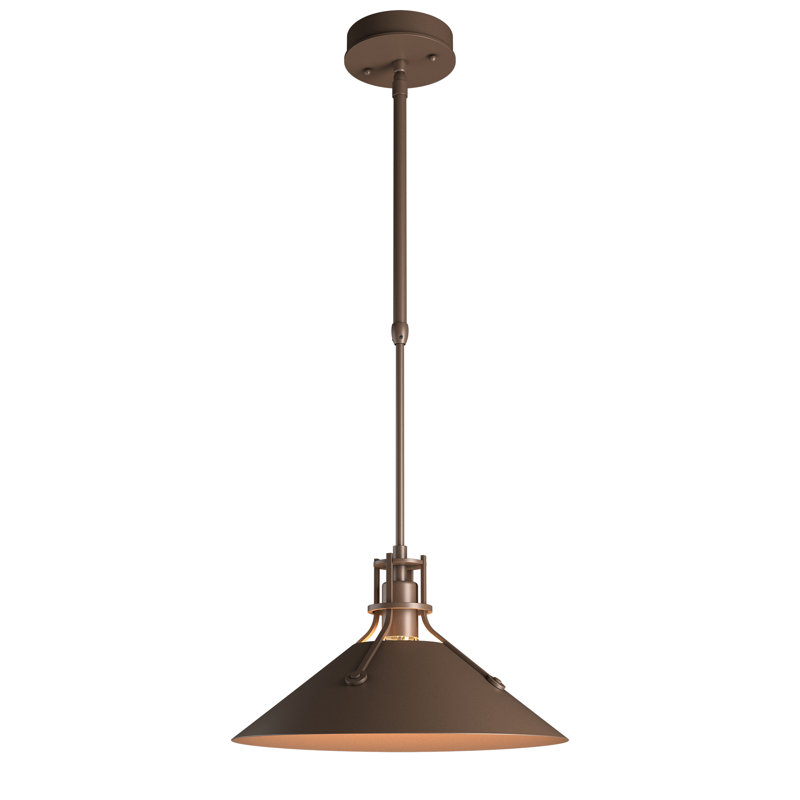 Henry Outdoor Pendant with Metal Shade, 8.7" H x 14.4" W x 14.4" D, Coastal Bronze
