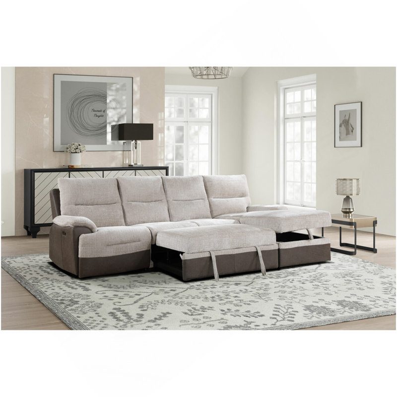 Canapé modulaire KIA BEIGE / BRUN AVEC PO ET USB