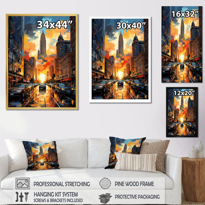 City Detroit Popart III sur toile, H 32 po x l 16 po x P 1 po, Cadre flottant noir