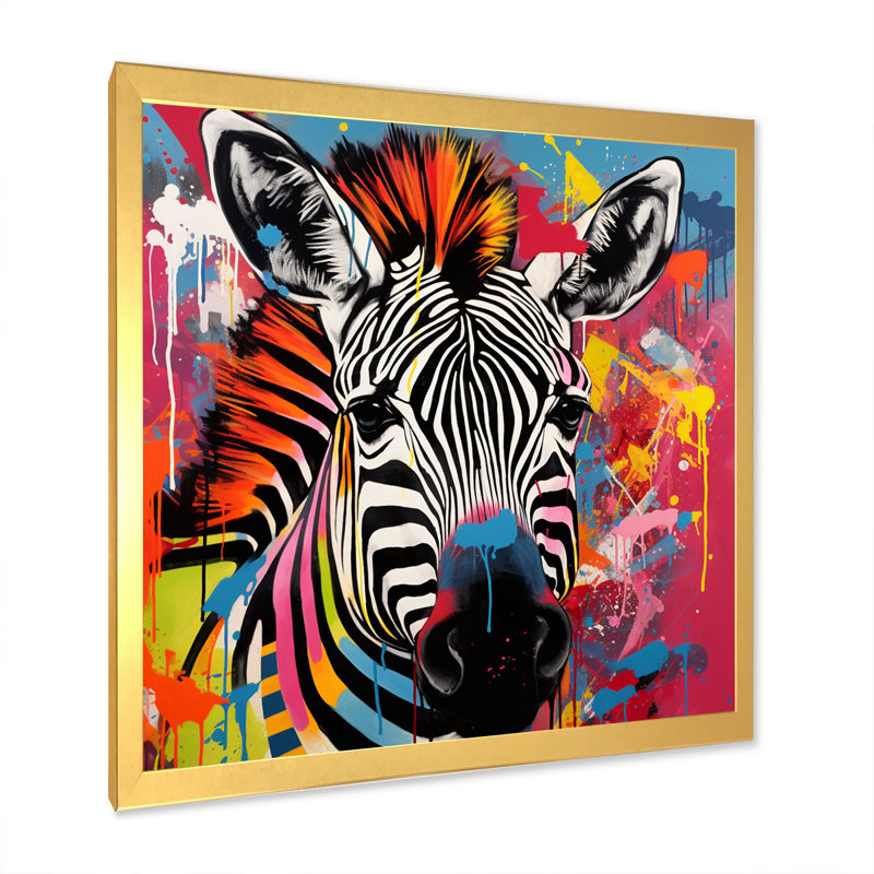 Pop Art, portrait de zèbre I, Or, H 16 po x l 16 po x P 1 po