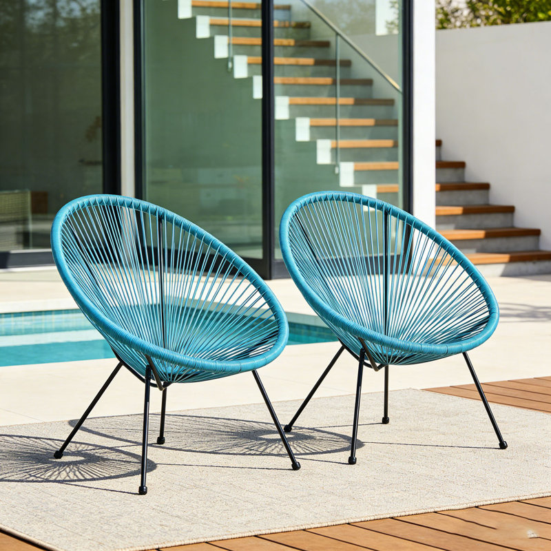 Ensemble de chaise longue de patio, Bleu sarcelle