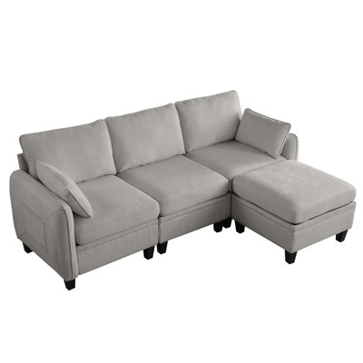 Modular L-Shaped Sectional Sofa with Storage Ottoman
