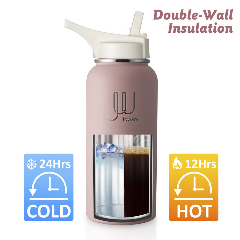 JOWARE 32oz. Double Wall Insulated Water Bottle, Pink