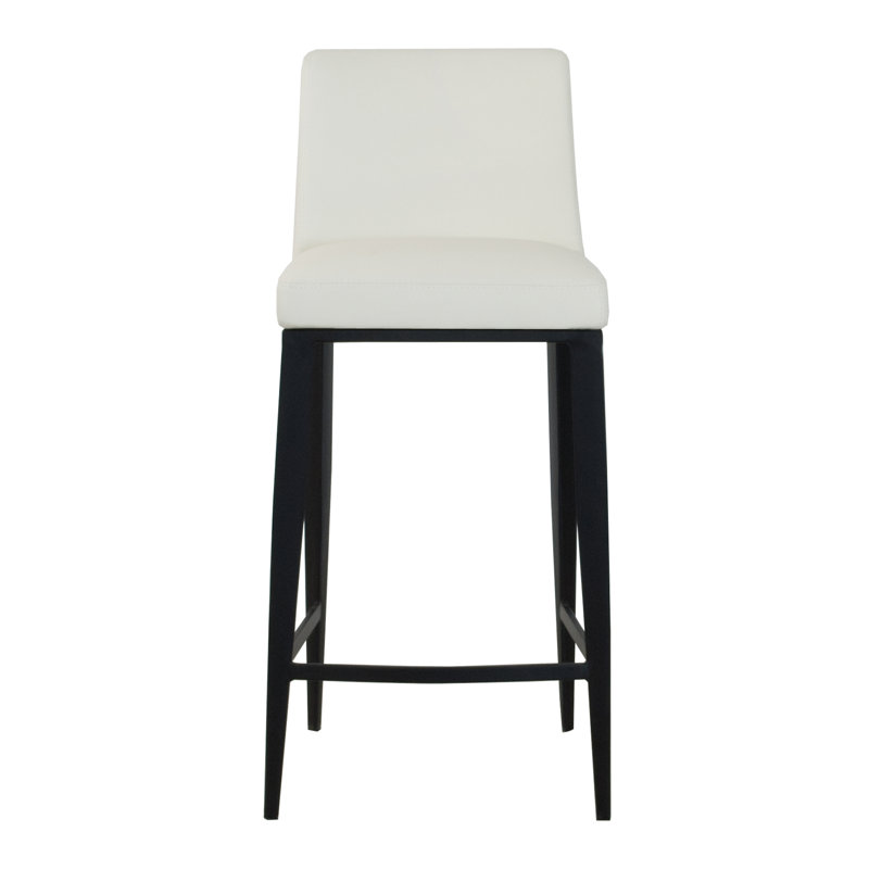 Aretha Upholstered Counter Stool with Metal Frame, White, Bar Stool (29.5" Seat Height)