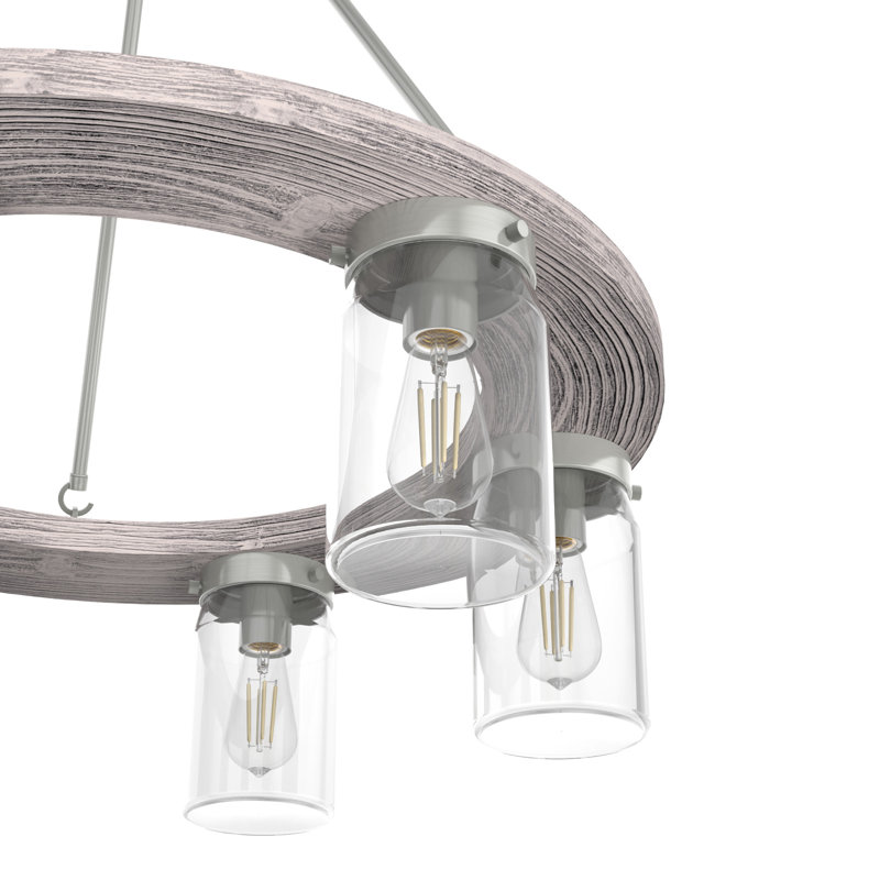 Devon Park 6 - Light Unique / Statement Wagon Wheel Chandelier, Brushed Nickel