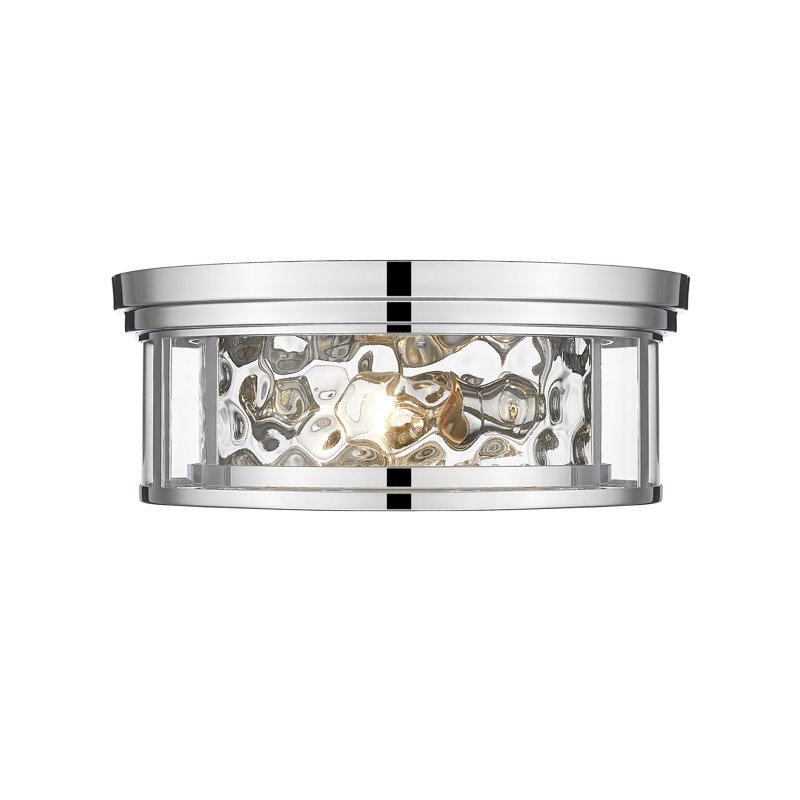 Masuda Glass Flush Mount, Polished Nickel