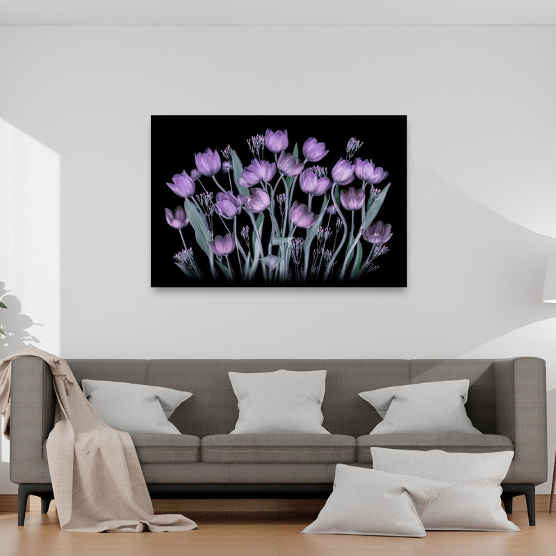 Purple Tulips Delicate Dreamy Elegant Lavender Tulip Violet Nature Spring Wall Art Print 1 Piece Wrapped Canvas Wall Art