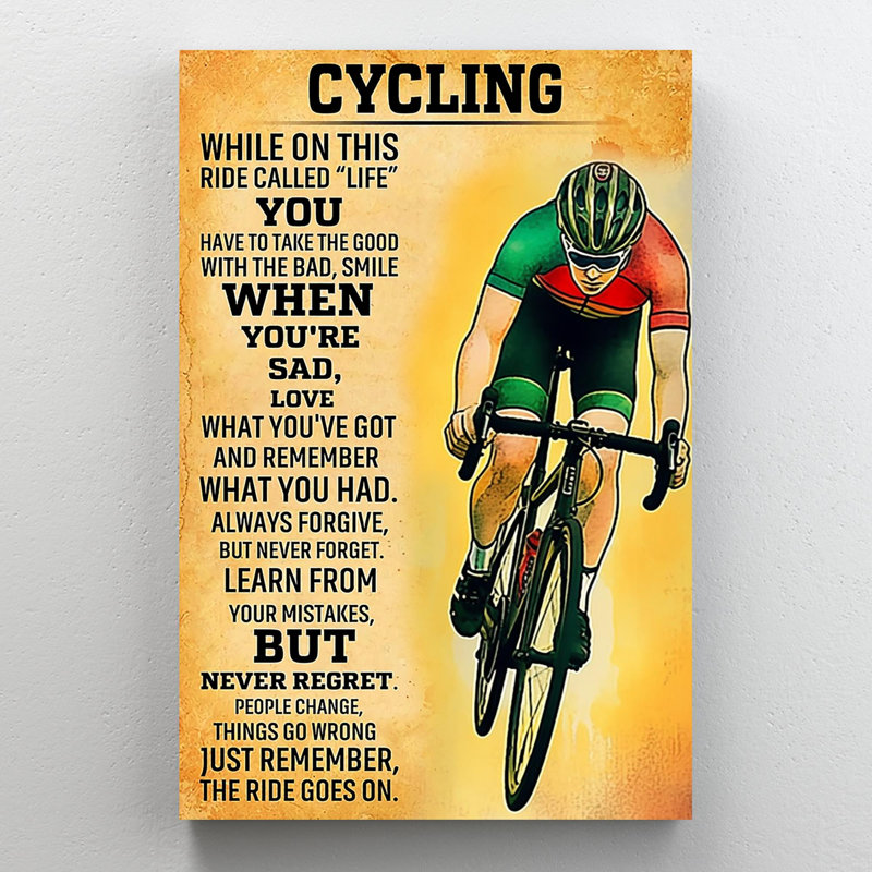 Cycling - 1 pièce, impression sur toile tendue, H 14 po x l 11 po x P 1,25 po