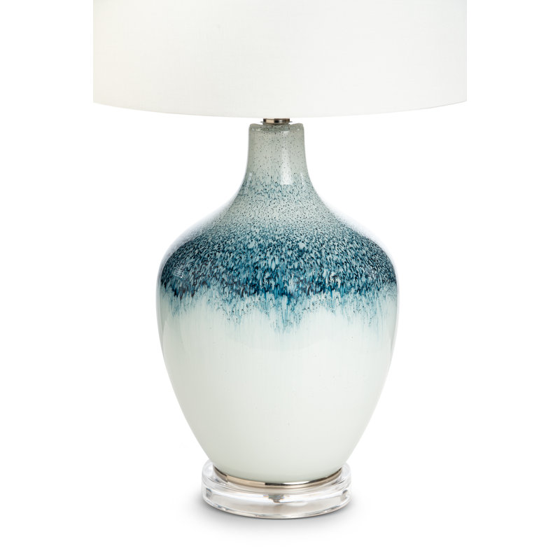 Ensemble de 2 lampes de table en verre bleu et blanc 28,5 po Coast - Finition bleue et blanche