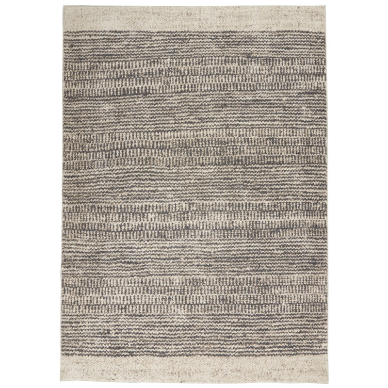 Calvin Klein Etched 5' x 7' Ivory Grey Contemporary Indoor Rug