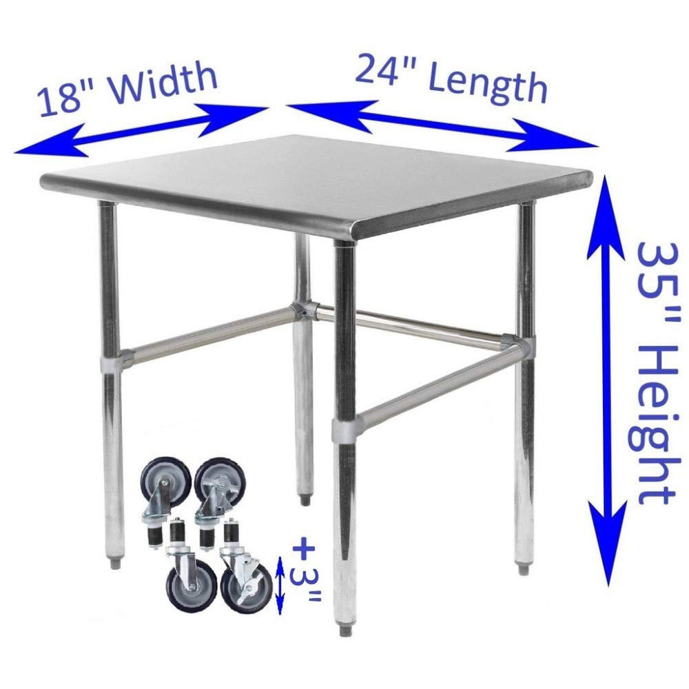 Amgood Stainless Steel Open Base Work Table with Wheels & Reviews | Wayfair