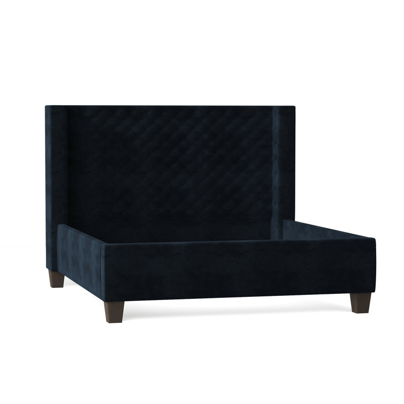 Bren Upholstered Wingback Bed, California King, Sachi Otter, Brown Mahogany