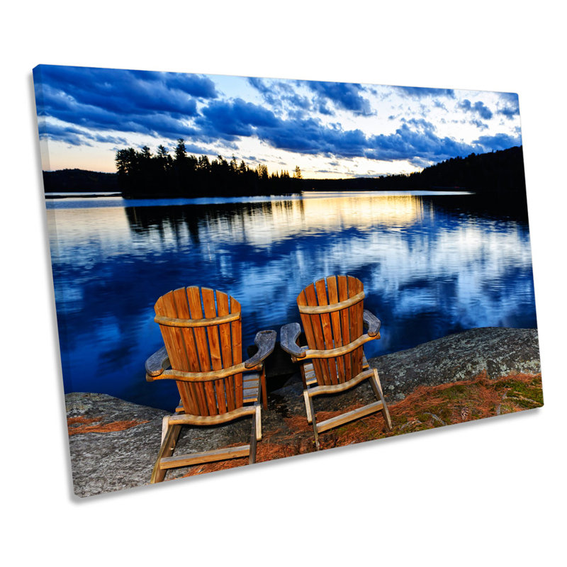 Sunset Lake Landscape - Wrapped Canvas Print, 40.6cm H x 61cm W x 2cm D