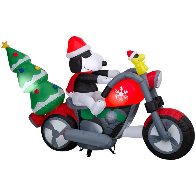 Lumière de Noël Airblown - Snoopy et Woodstock sur une moto avec des DEL - valeur ajoutée - arachides