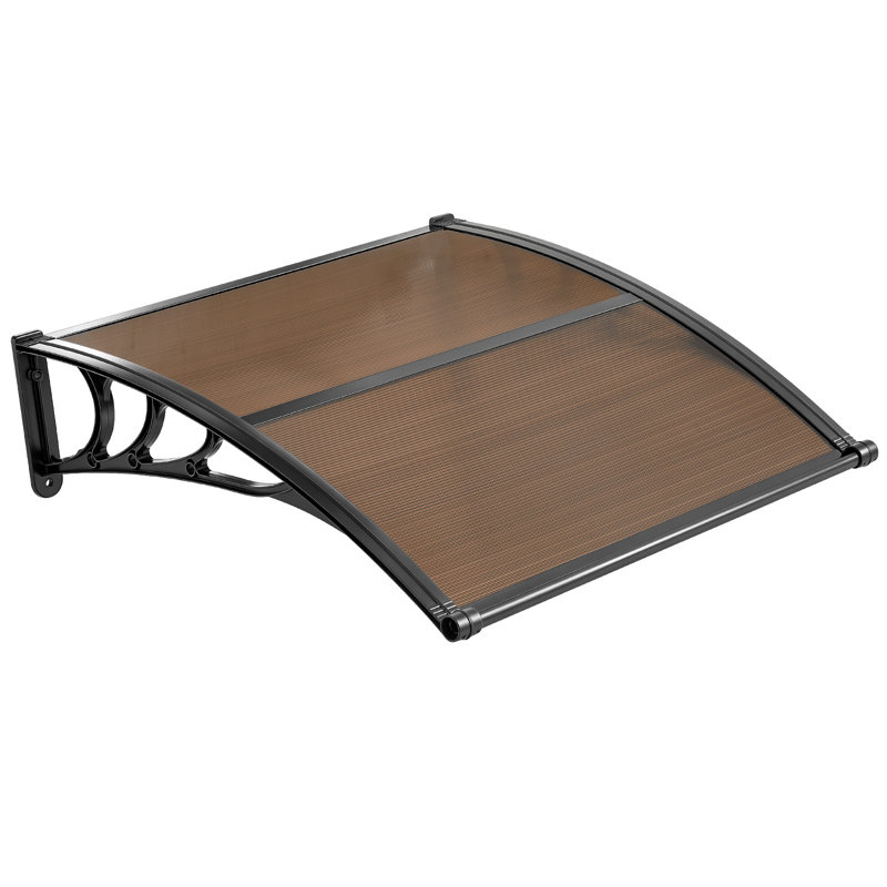 Awnings for Door Entrance, 38 x 40 in, Exterior Front Door Window Awnings with Drainage & ABS Bracket, Rain Snow Sun Protection, Overhang Polycarbonate Door Canopy for Porch Patio, Brown