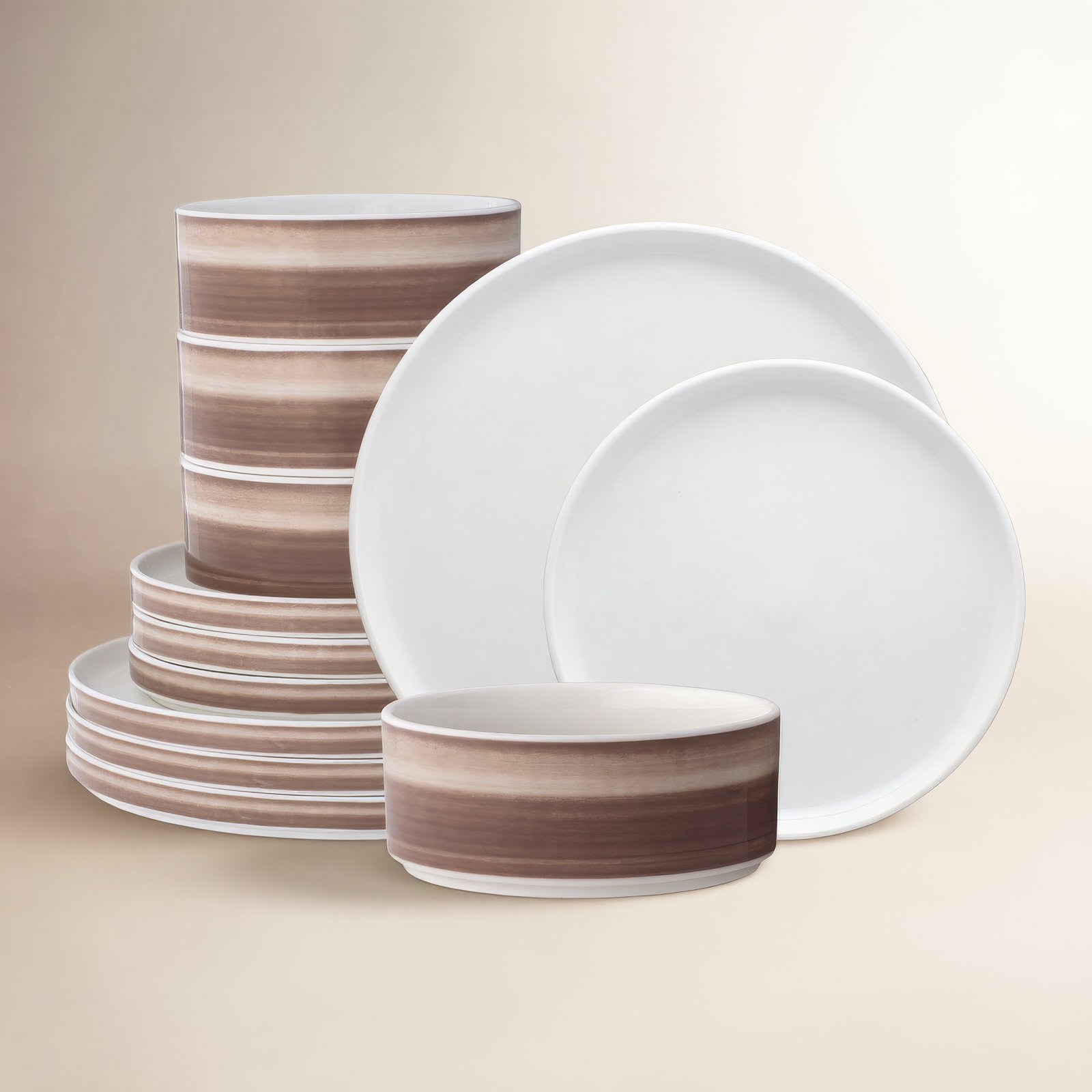 ColorStax Porcelain Dinnerware Set - Service for 4, Umber