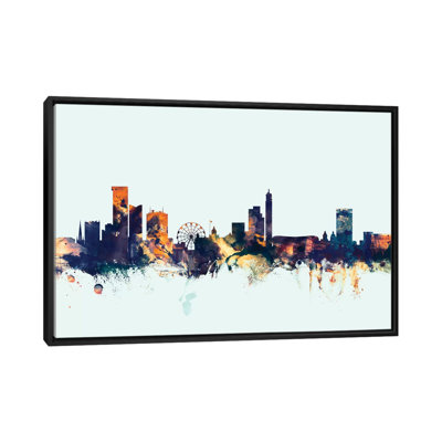 «Birmingham England, United Kingdom On Blue» par Michael Tompsett - Impression sur toile tendue sur toile tendue sur châssis