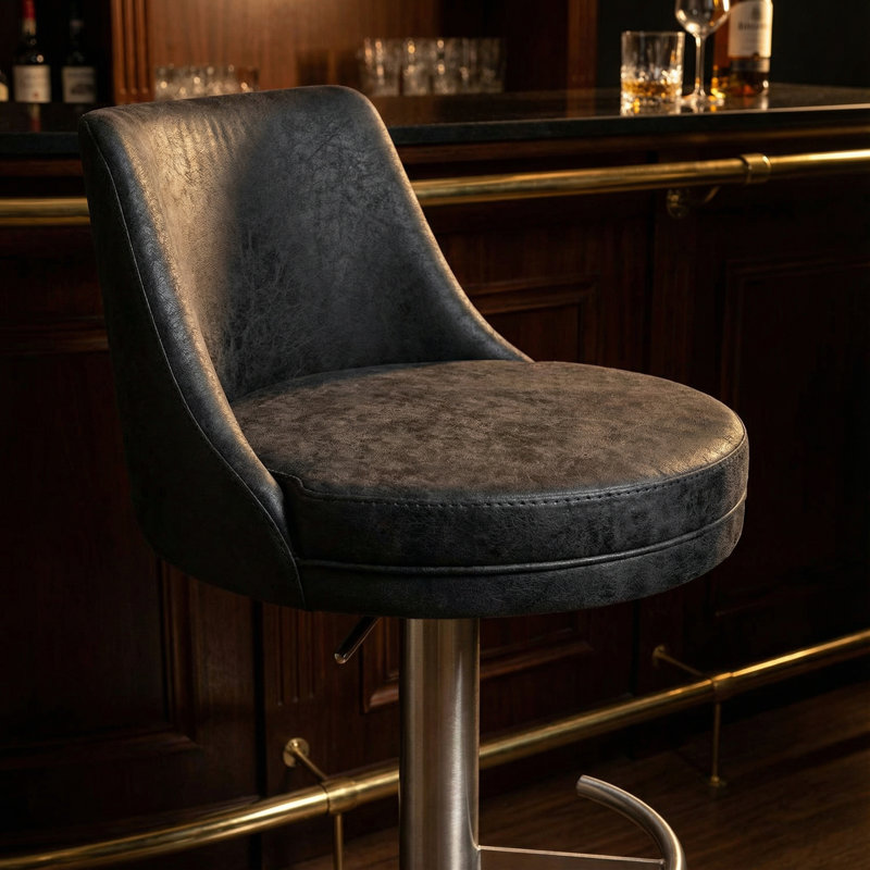 Tabouret de bar pivotant à hauteur ajustable Seneca, Noir