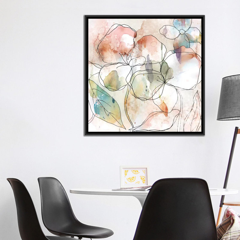 "Floral Flow I" par Carol Robinson - reproduction d'art sur toile tendue, H 18 po x l 18 po x P 1,5 po, Toile avec cadre noir