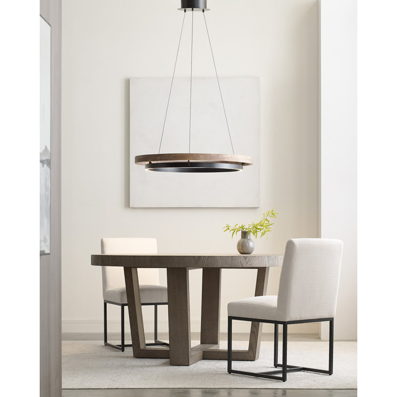 Grace 1 - Light LED Chandelier, Matte Black, Weathered Oak, 3.5" H x 35.8" W x 35.8" D
