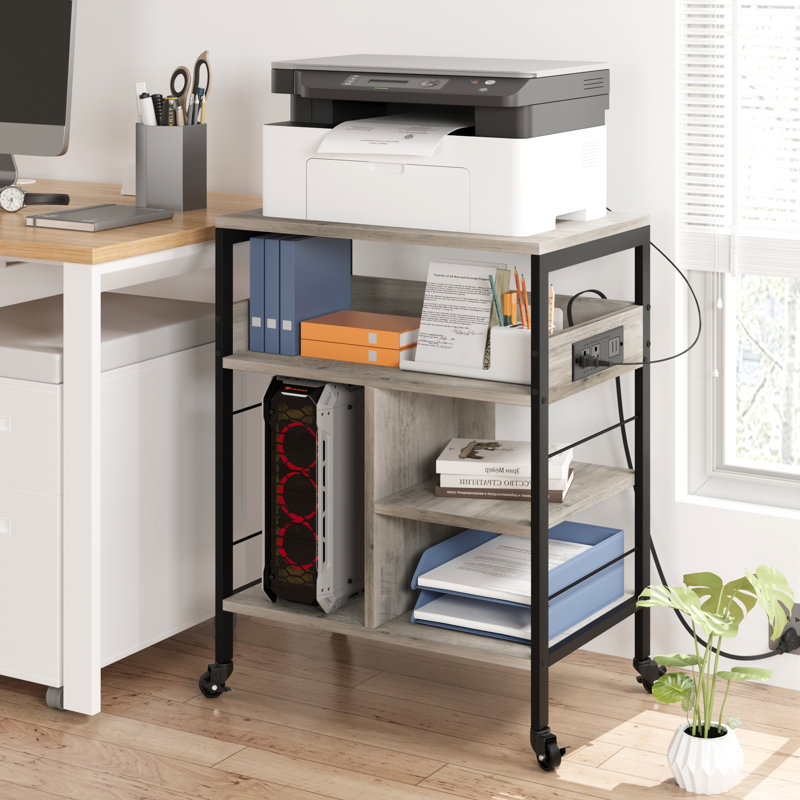 Littman Mobile Printer Stand, Gray/Black