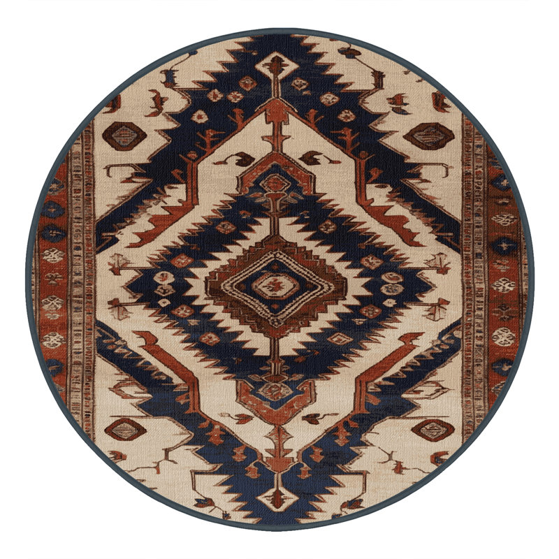 Machine Washable Persian Brown Area Rug, Round 3'