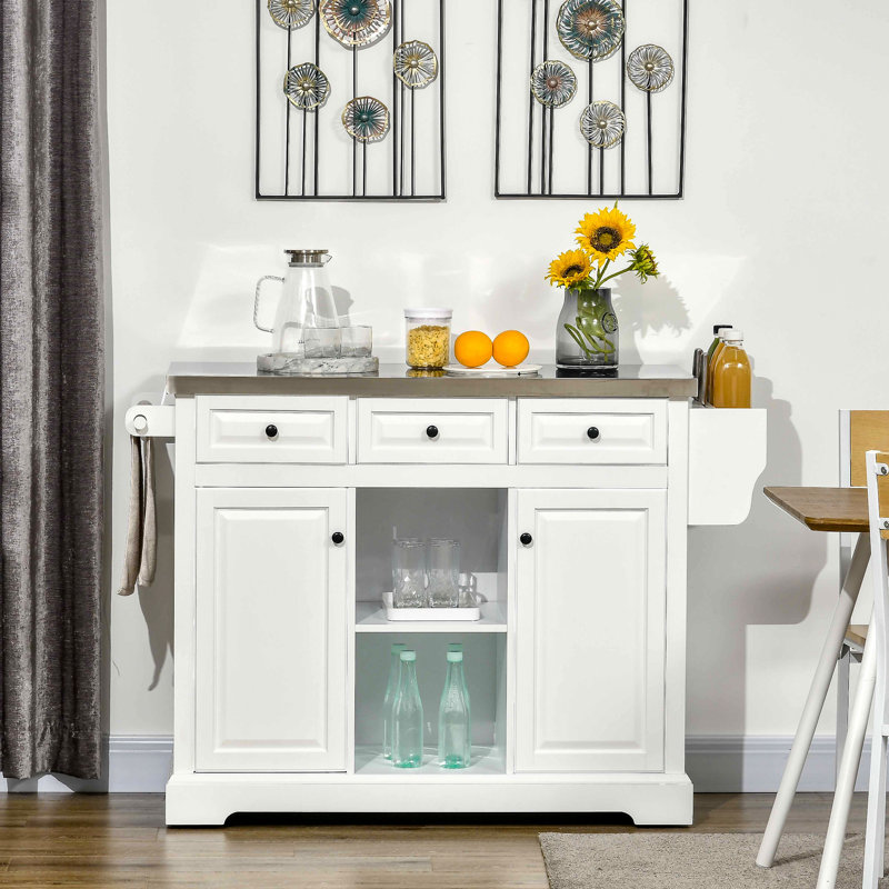 Îlot de cuisine roulant avec rangement (tabouret non inclus)