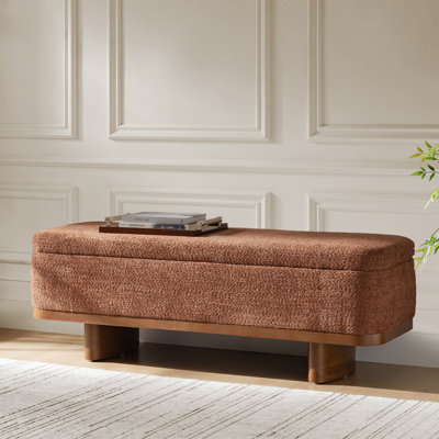 Cheryl Modern 57”W Boucle Simple Assemble Flip Top Storage Bench with Solid Wood Frame
