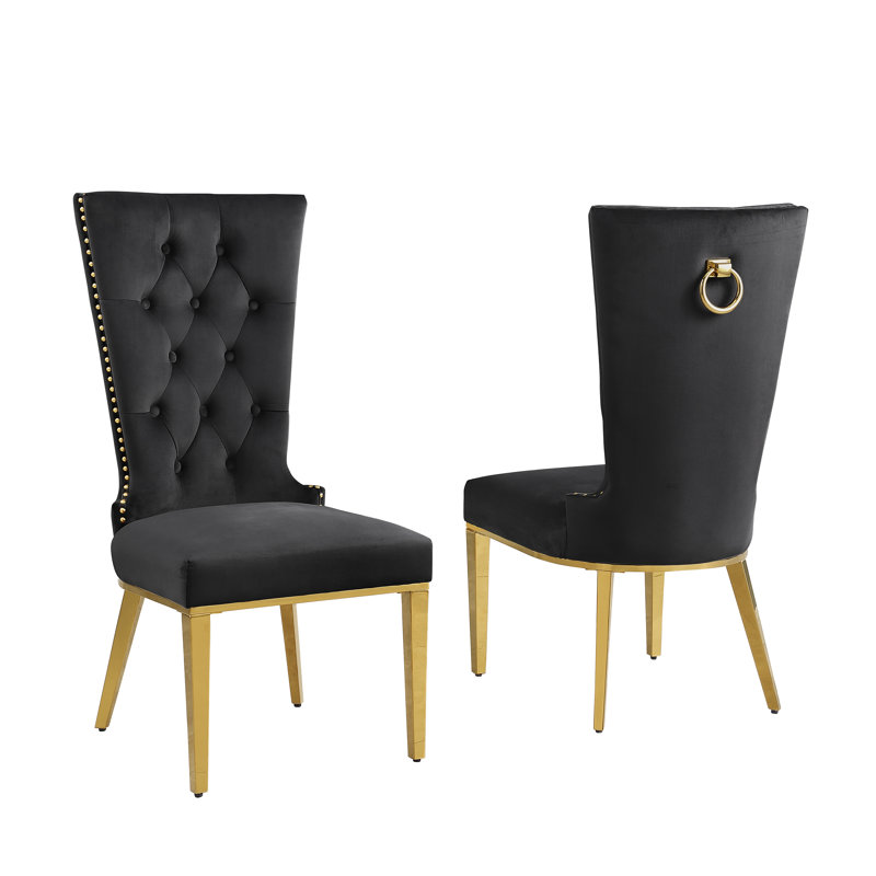 Chaise d'appoint Princeton, Noir, Or