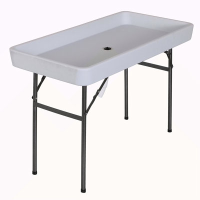 Outsunny 4FT Portable Folding Fish Fillet Cleaning Table Camping Picnic Ice Party Desk With Sink