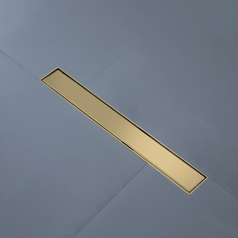 Linear Shower Drain With Leveling Feet, Brushed Gold