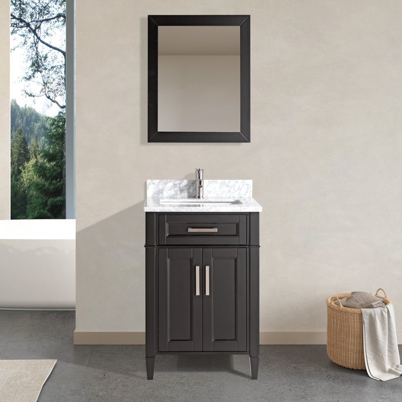 Ensemble de meuble-lavabo simple 24 po avec miroir Lachine, Espresso