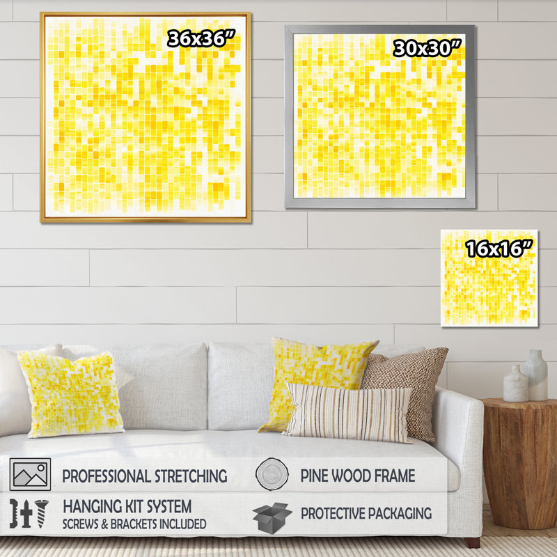 Sunshine, philosophie de la vie, jaune minimal I - art mural moderne géométrique, salon, 36" H x 36" W, Toile tendue