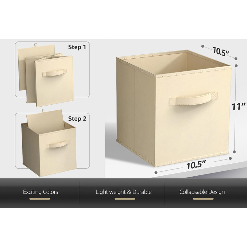 Ensemble de cubes de rangement en tissu, 8, Beige