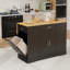Kitchen Island With Storage Cabinet And Trash Cabinet,  3 Pieces Kitchen Dining Table Set With 2 Stools And Drop Leaf-1262491892