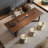 Nut-Brown Rectangular Solid Wood Dining Table-978422490