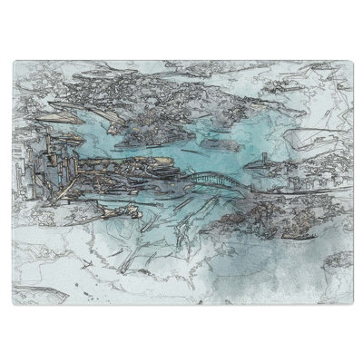 Tempered Glass Birds Eye View of Sydney Australia Chopping Board