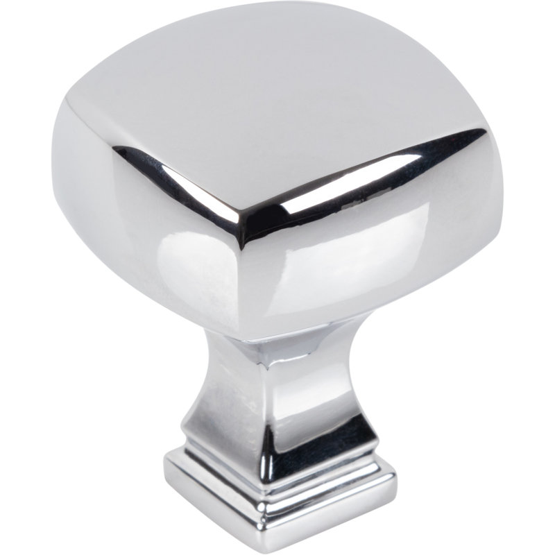 1-1/8" Overall Length Satin Bronze Square Audrey Cabinet Knob, Polished Chrome