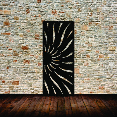 Half Sun Aluminum Laser-Cut Privacy Screen Panel  – Powder-Coated Outdoor Metal Wall Art, Decorative Garden Fence Privacy Divider