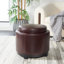 Repose-pieds rond avec rangement en faux cuir 19 po Maiden-1617195775