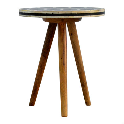 Solid Wood Bone Inlay Tripod Stool