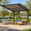 Pergola extérieure autoportante avec toit rigide et barbecue intégré pour terrasse-136362465