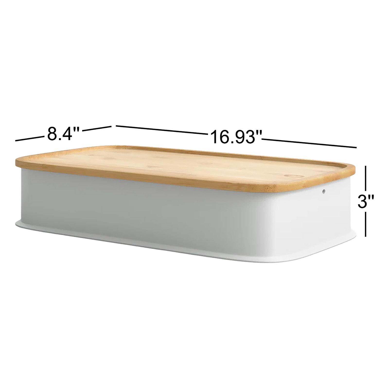 Oloran Recycled Plastic Bin with Bamboo Lid, 3" H x 16.9" W x 8.4" D