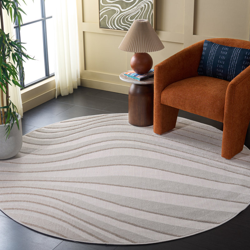 Stella Performance Abstract Indoor Rug, Round 6'7"
