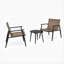Ensemble de conversation moderne pour l'extérieur: 2 chaises en rotin PE + table d'appoint en acier noir et verre trempé - Durable et élégant