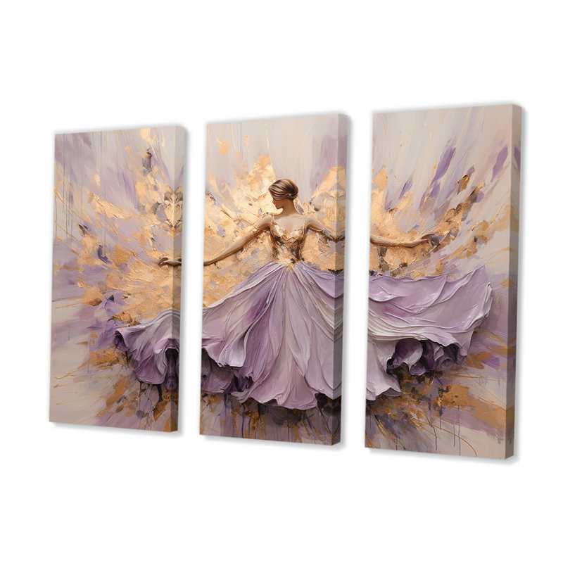 Minimalisme - Ballerine mauve - Ensemble de décoration murale ballet, H 28 po x l 36 po
