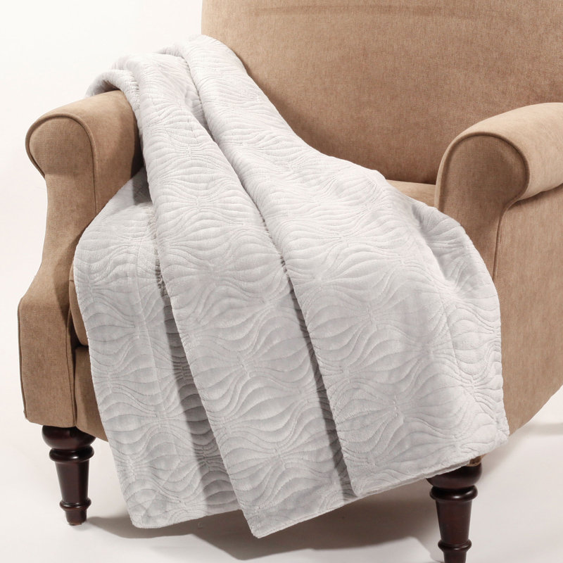 Quilted Throw Blanket, Silver Grey