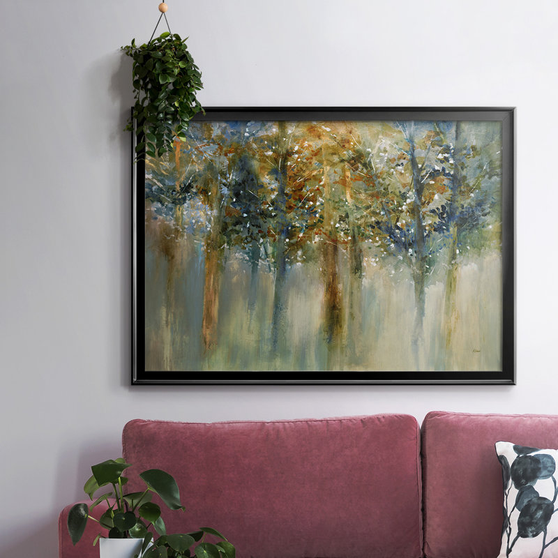 " Rustic Leaves II ", Black Closed Corner Framed Canvas, 26" H x 38" W x 1.5" D
