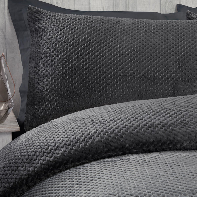 Buchanan Polyester Solid Colour Duvet Cover Set with Pillowcases Included, Charcoal, Single - 1 Standard Pillowcase