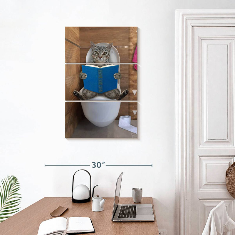 Ketti Tabby Cat Toilet Time, 32" H x 20" W